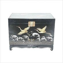 Oriental Furniture Asian Cranes in Flight Trunk