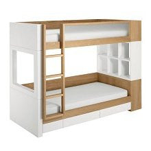 Nursery Works Duet Bunk Bed Snow Cabinet with Light Frame and Trundle