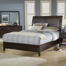 Urban Loft King Size Low Profile Sleigh Bed with Synthetic Leather Headboard Panel in Chocolate Brown Modus 2O26L7