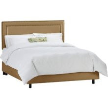 Skyline Furniture Nail Button Border Bed in Shantung Khaki Size: King