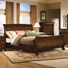 Georgetown Sleigh Bed in Antiqued Cherry by kathy ireland Home by Vaughan | G625-33 / G625-34