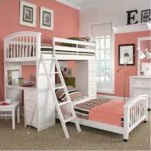 Ne Kids School House Twin Student Loft Bed with Additional Lower Bed