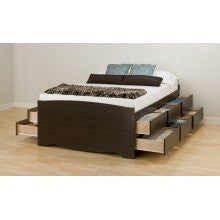 Tall Queen Platform Storage Bed with 12 Drawers in Espresso EBQ-6212-K