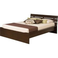 Prepac Avanti Queen Platform Bed with Slat Headboard in Espresso