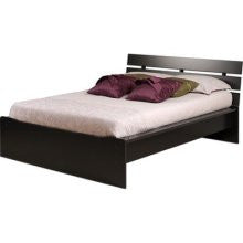 Prepac Avanti Queen Platform Bed with Slat Headboard in Black