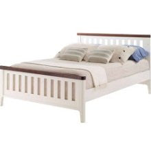 Natart Panda Collection Double Bed 54" w/Rails in French White and Chestnut