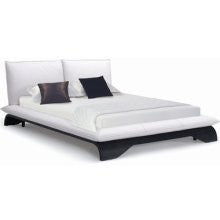 New Spec Inc Cheryl Leather Queen Bed in White Snow